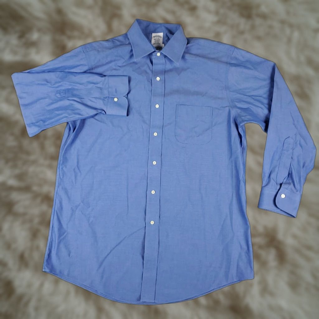 Brooks Brothers Brooks Brothers Shirt Mens 16 Blue Regent Dress Button Up Long Sleeve Shirt Size 42R - 1 Thumbnail