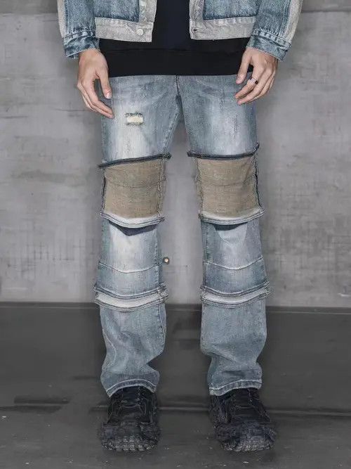 VIBE Vintage washed deconstructed patchwork rare jeans Size US 32 / EU 48 - 8 Thumbnail