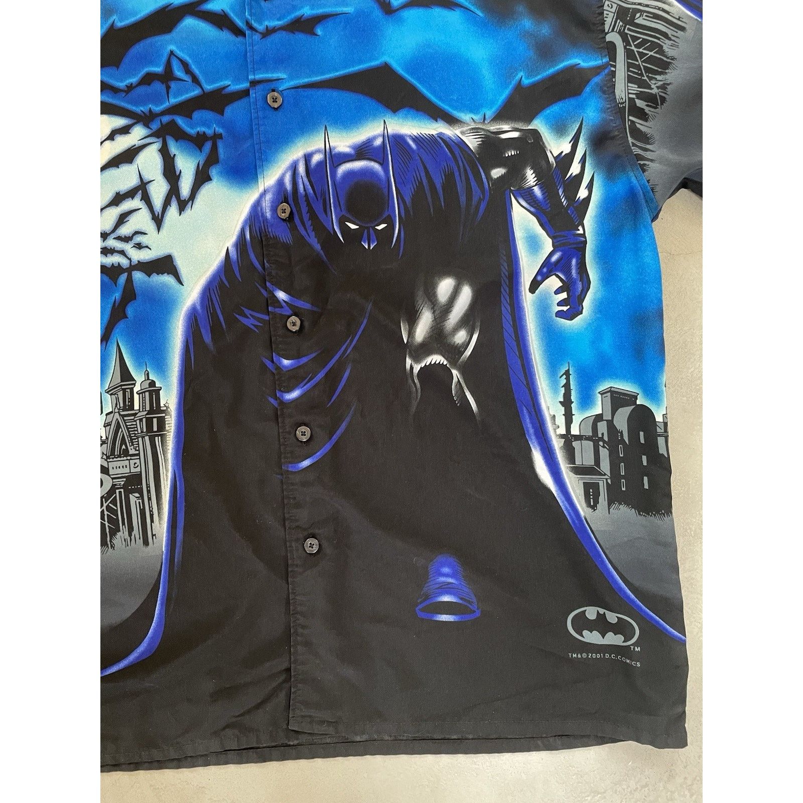 DC Comics Vintage 2001 DC Batman Button Up Shirt All Over Print Size US XL / EU 56 / 4 - 3 Thumbnail