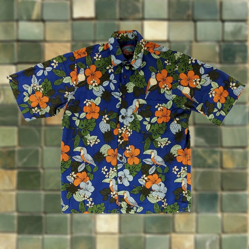 Reyn Spooner REYN SPOONER Joe Kealoha's Shirt Button Up Short Sleeve Parrot Pineapple Mens S Shirt Blue Size US S / EU 44-46 / 1 - 1 Thumbnail