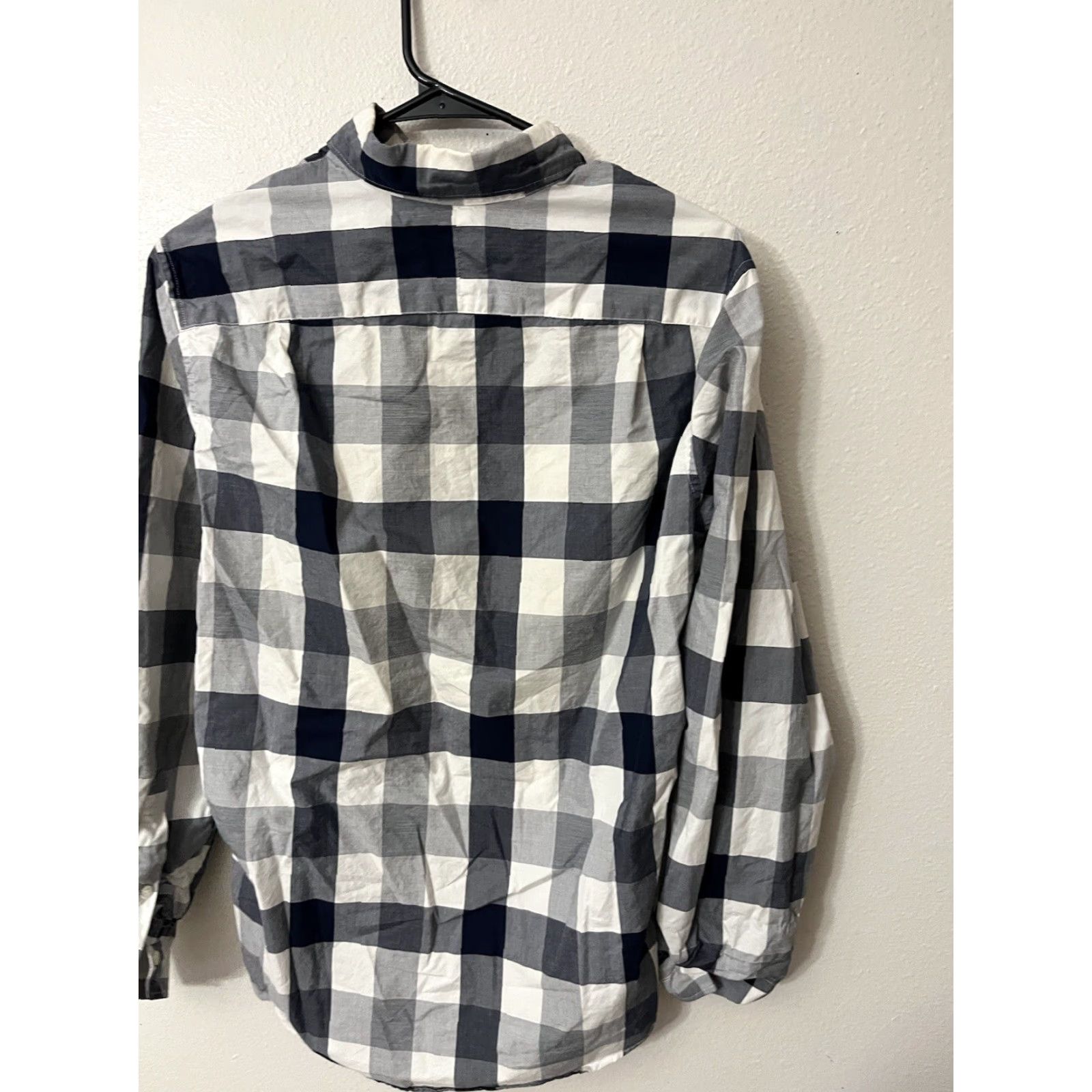 J.Crew VINTAGE J.CREW Dress Shirt Plaid 2 Ply Blue 100% Cotton Small S Long Sleeve Collared 14.5 Neck Mens Regular Vintage 90s/Classic Fit Size 36R - 2 Thumbnail