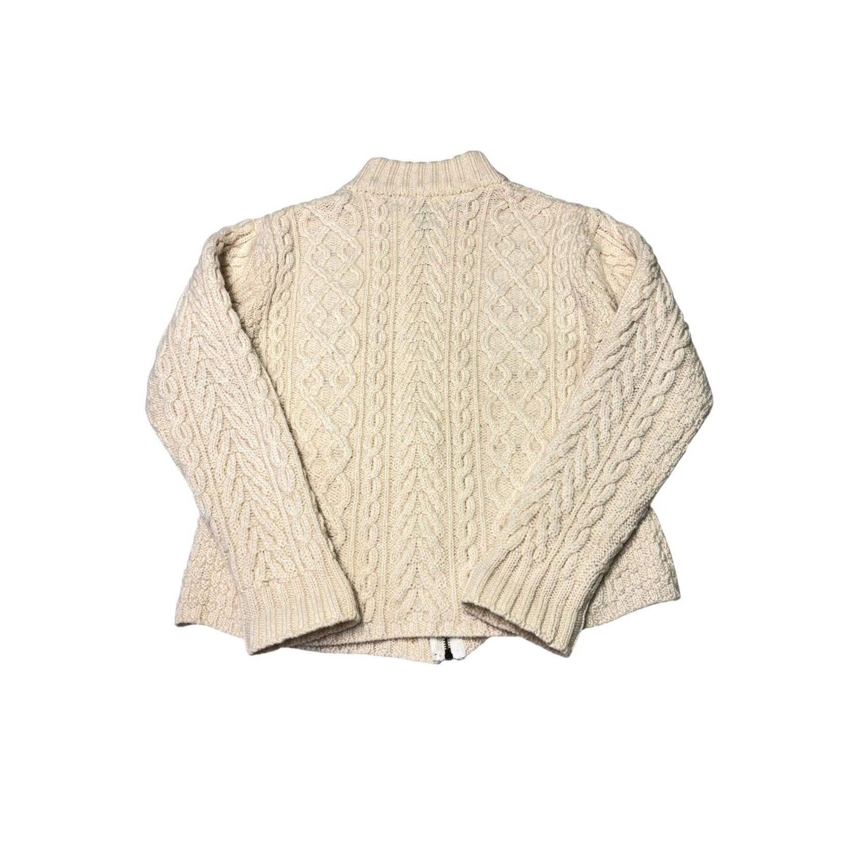 Vintage Inis Crafts Cream Cable Knit Full Zip Merino Wool Sweater Size L Irish Vintage Size L / US 10 / IT 46 - 3 Thumbnail