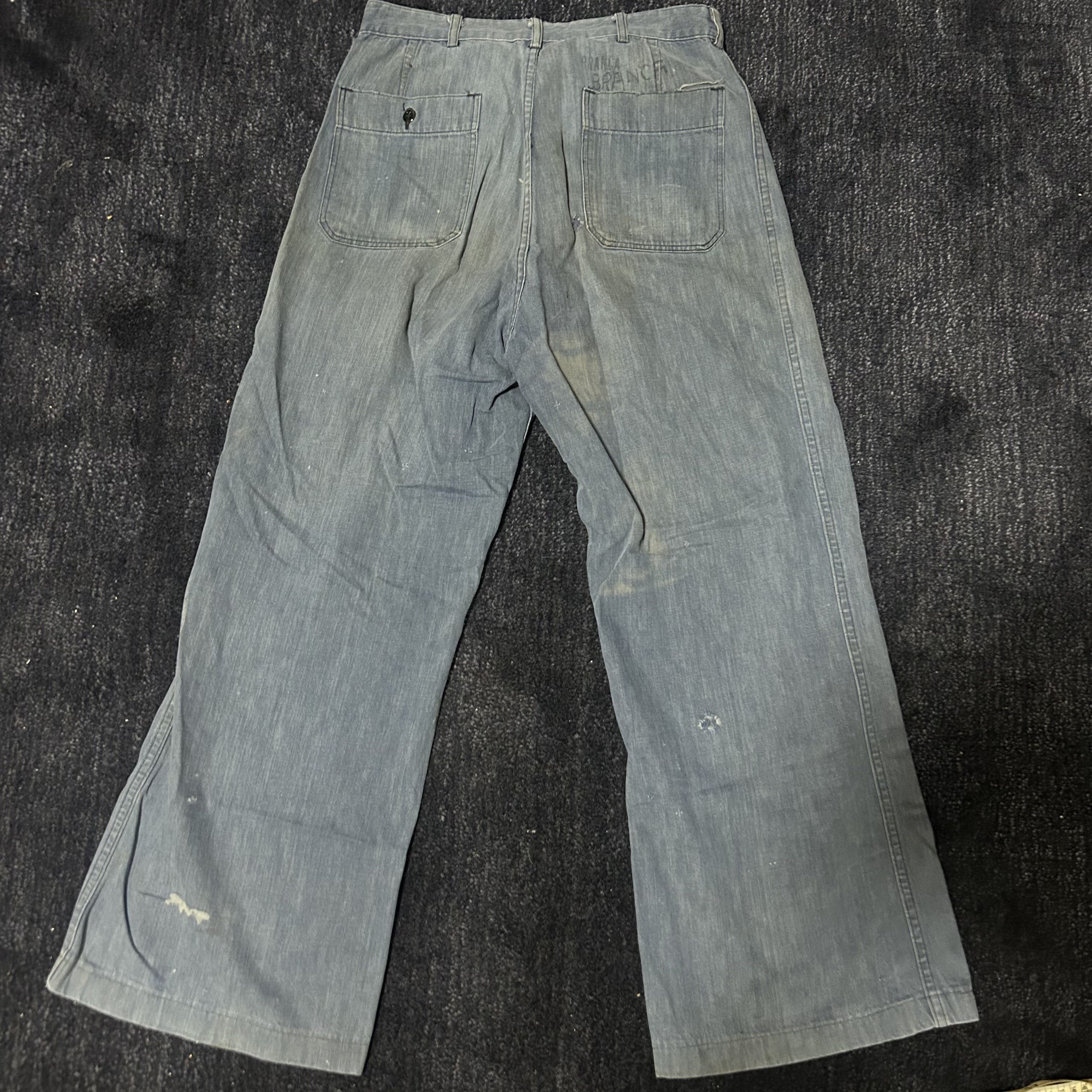 Vintage Vintage 50s Blue Seafarer Selvedge Navy Bell Bottom Jeans Size US 28 / EU 44 - 4 Thumbnail