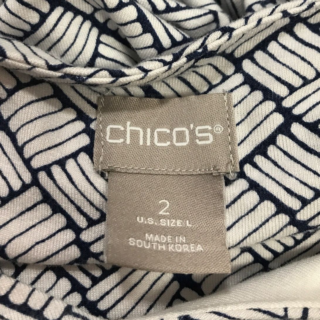 Chicos Chico's Geometric V-Neck 3/4 Sleeve Blouse L Size L / US 10 / IT 46 - 3 Thumbnail