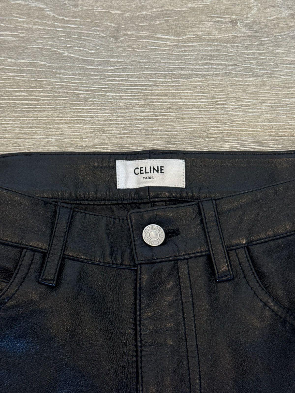 Celine Celine Black Lamb Leather Lou Straight Leg Pants Size US 29 - 11 Thumbnail