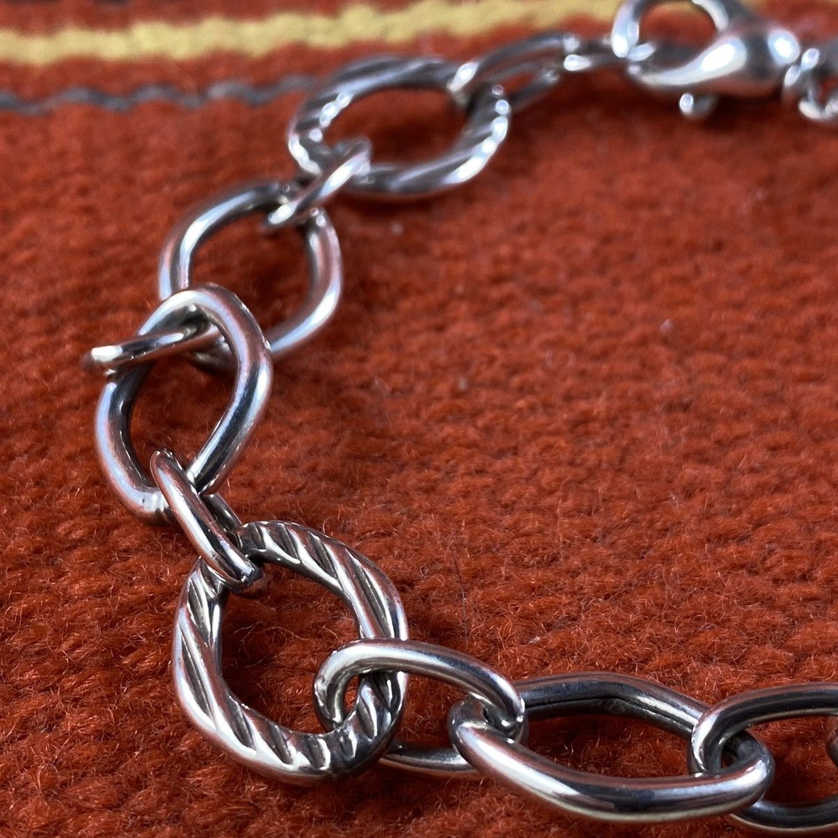 Vintage Vtg Italian Sterling Silver Chunky Oval Link Chain Bracelet Size ONE SIZE - 2 Thumbnail