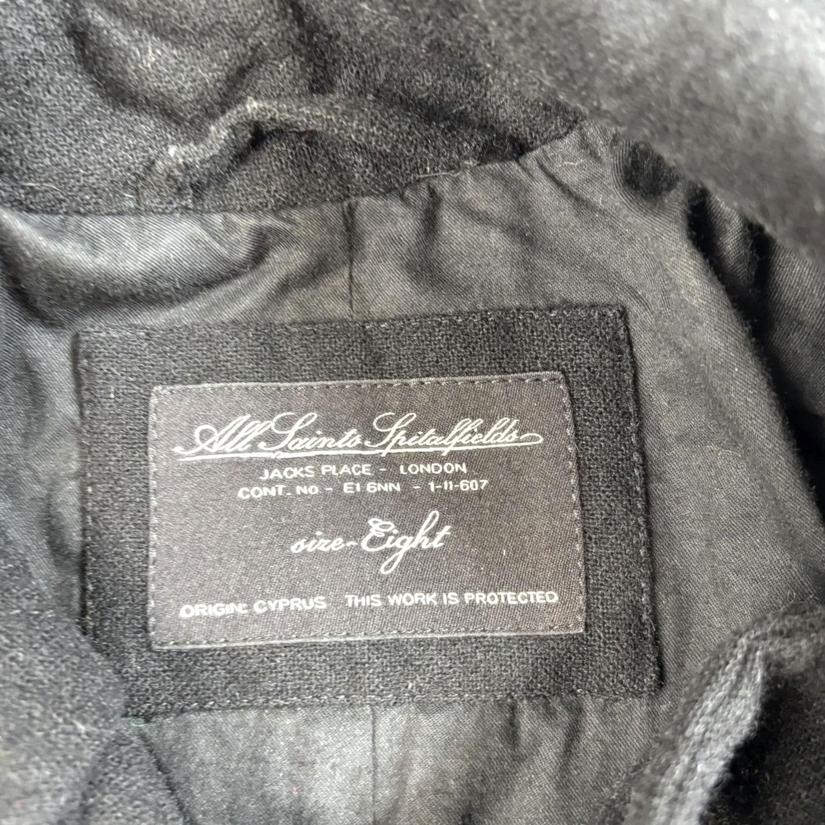 Allsaints AllSaints Spitalfields Wool Coat Women 8 Black Button Belted Lined Overcoat Size M / US 6-8 / IT 42-44 - 3 Thumbnail