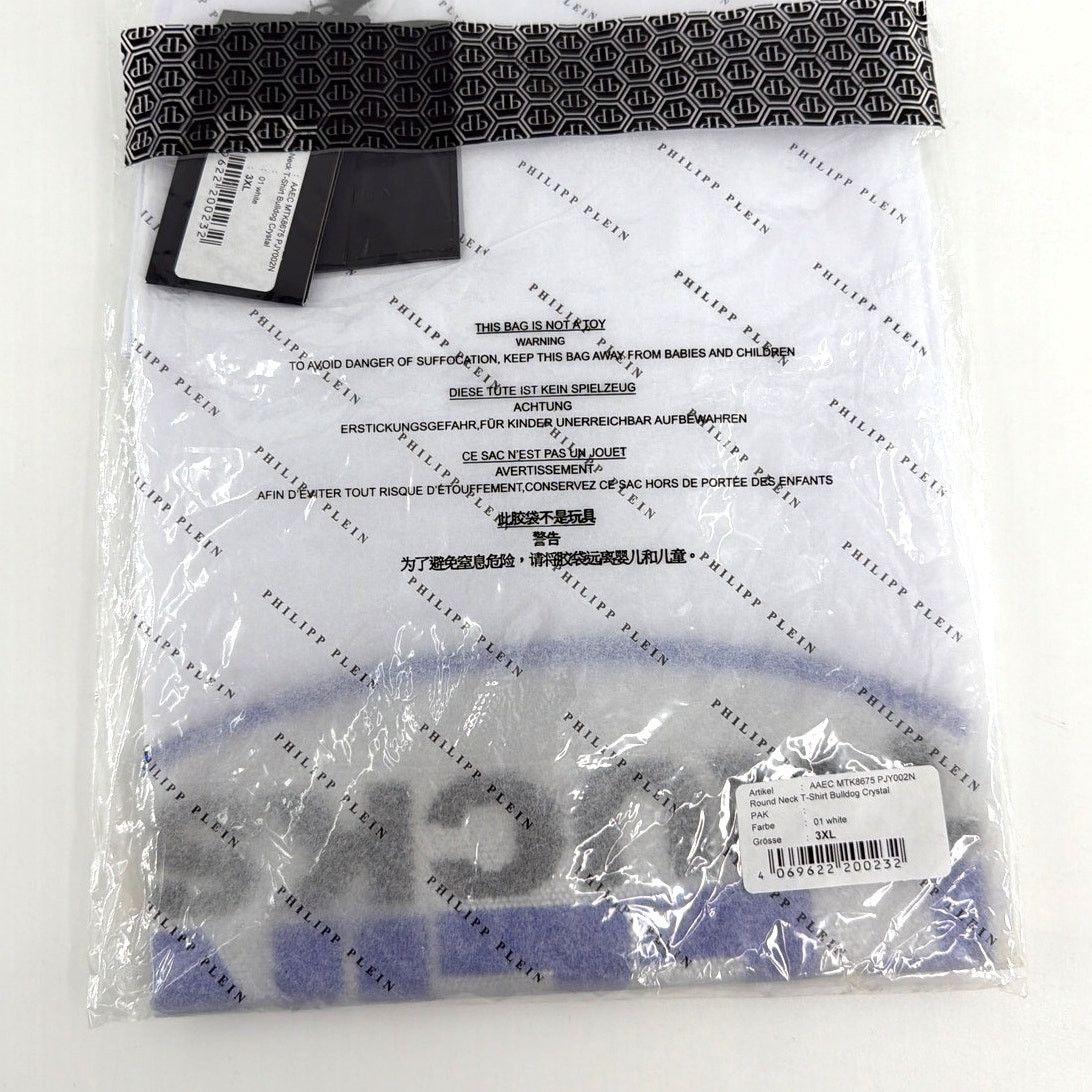 Philipp Plein Philipp Plein White Bulldog Crystal Round Neck T-Shirt 3XL Size US XXL / EU 58 / 5 - 4 Thumbnail