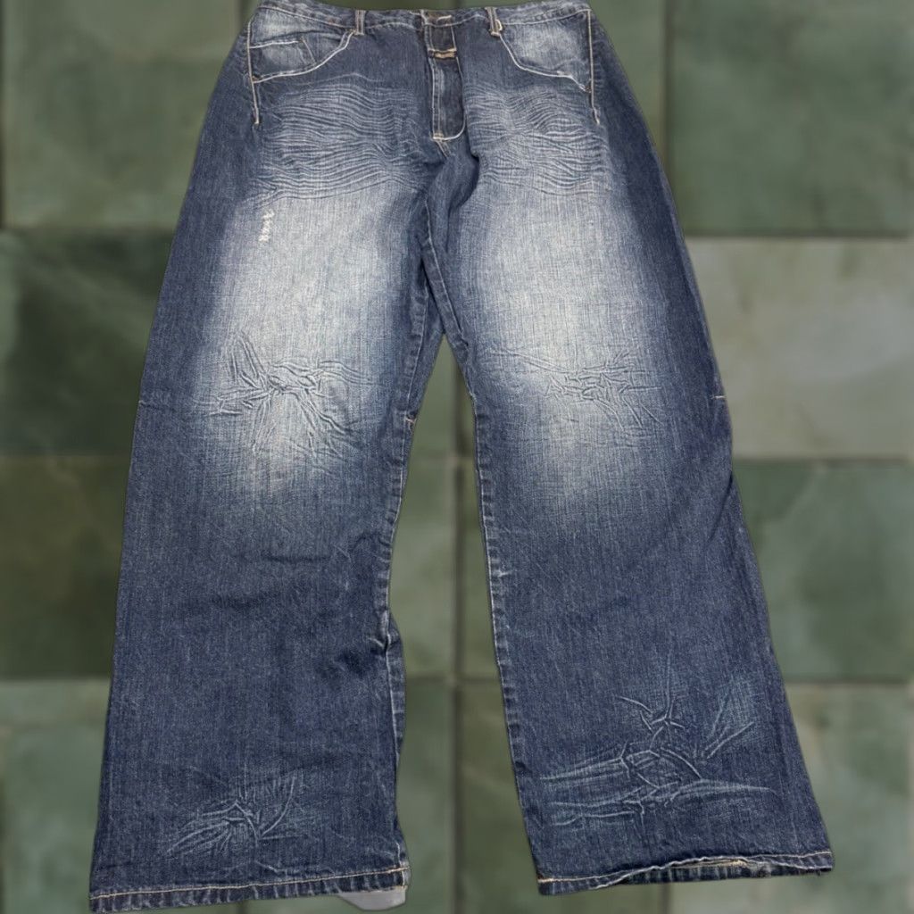 Denime VINTAGE Marithe Francois Girbaud Jeans Mens 38 Regular Blue 33in Inseam Baggy Straight Denim 1990s Mens Size US 38 / EU 54 - 1 Thumbnail