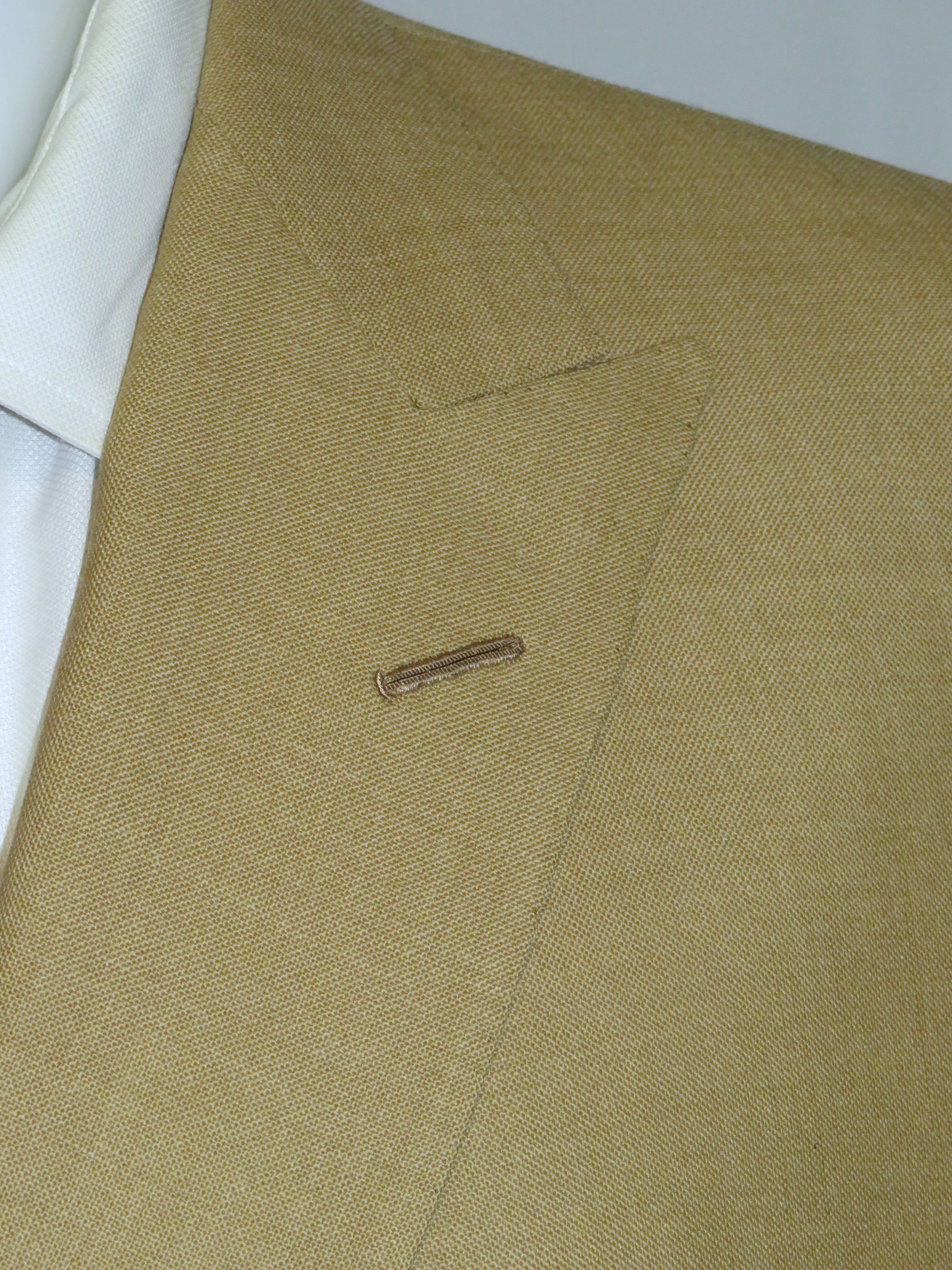 Henry Poole Bespoke Beige Hopsack Double Breasted Sport Coat 46R Size 46R - 6 Thumbnail