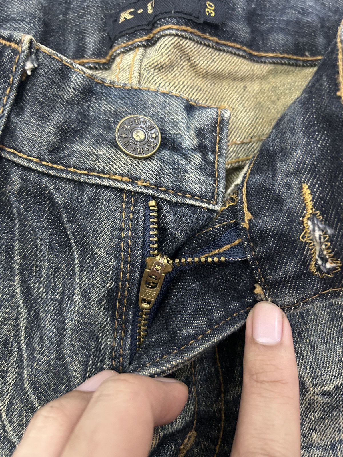 Japanese Brand × Vintage 💥Vintage K.U.I Japanese Denim Mud Wash Distressed Jeans Size US 32 / EU 48 - 17 Thumbnail
