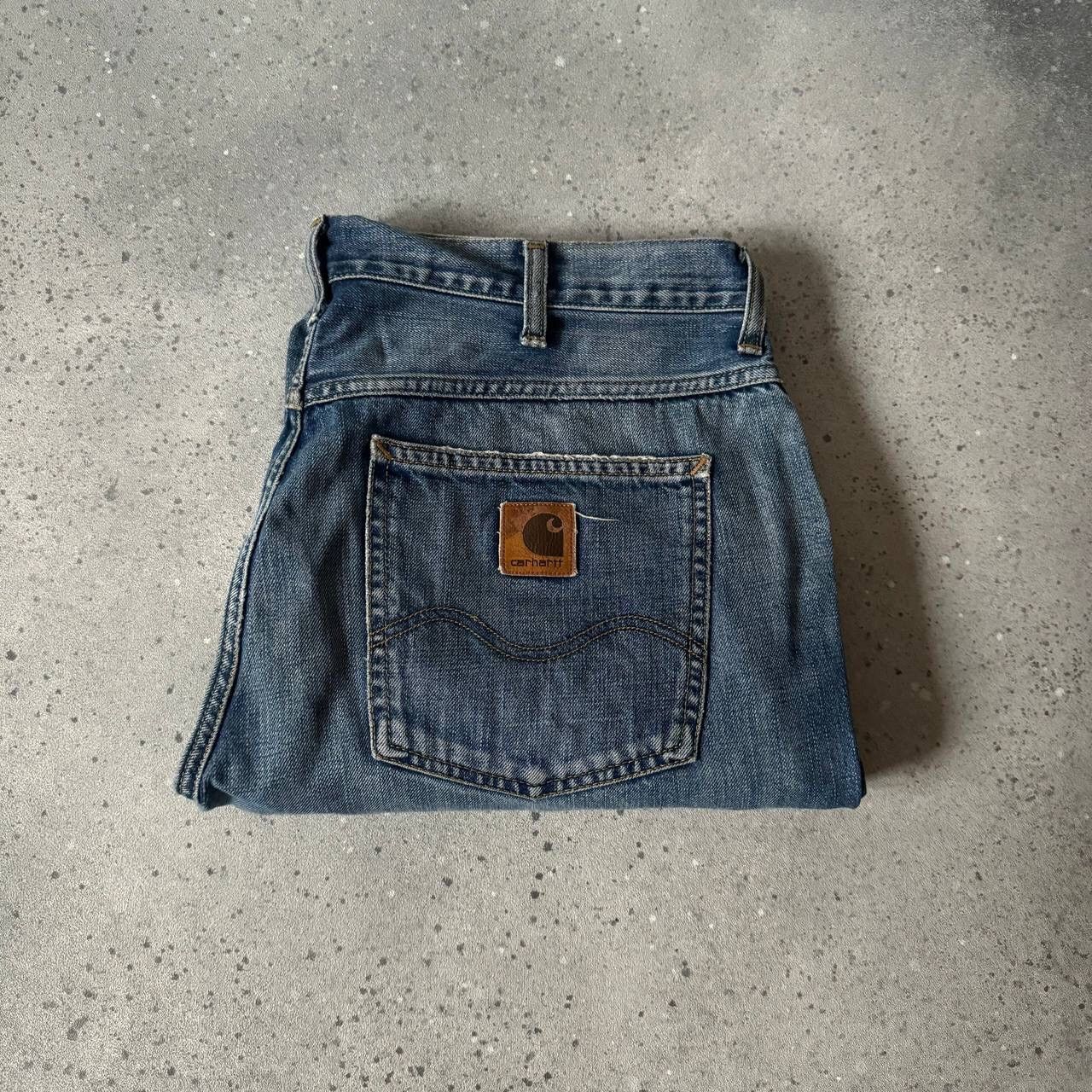 Carhartt 90s Carhartt USA Vintage Wide Leg Blue Washed Denim Jeans Size US 33 - 4 Thumbnail