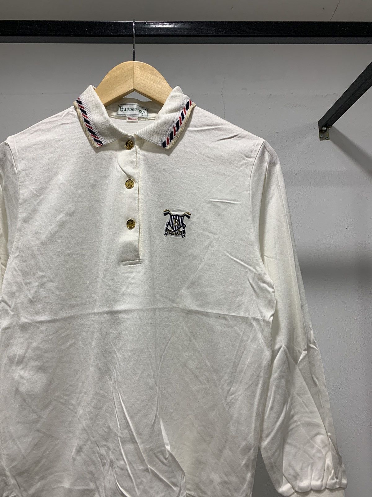 Burberry × Designer × Vintage 💥FINAL DROP💥 80s Burberrys Polo Ls Rayon Size US S / EU 44-46 / 1 - 2 Thumbnail