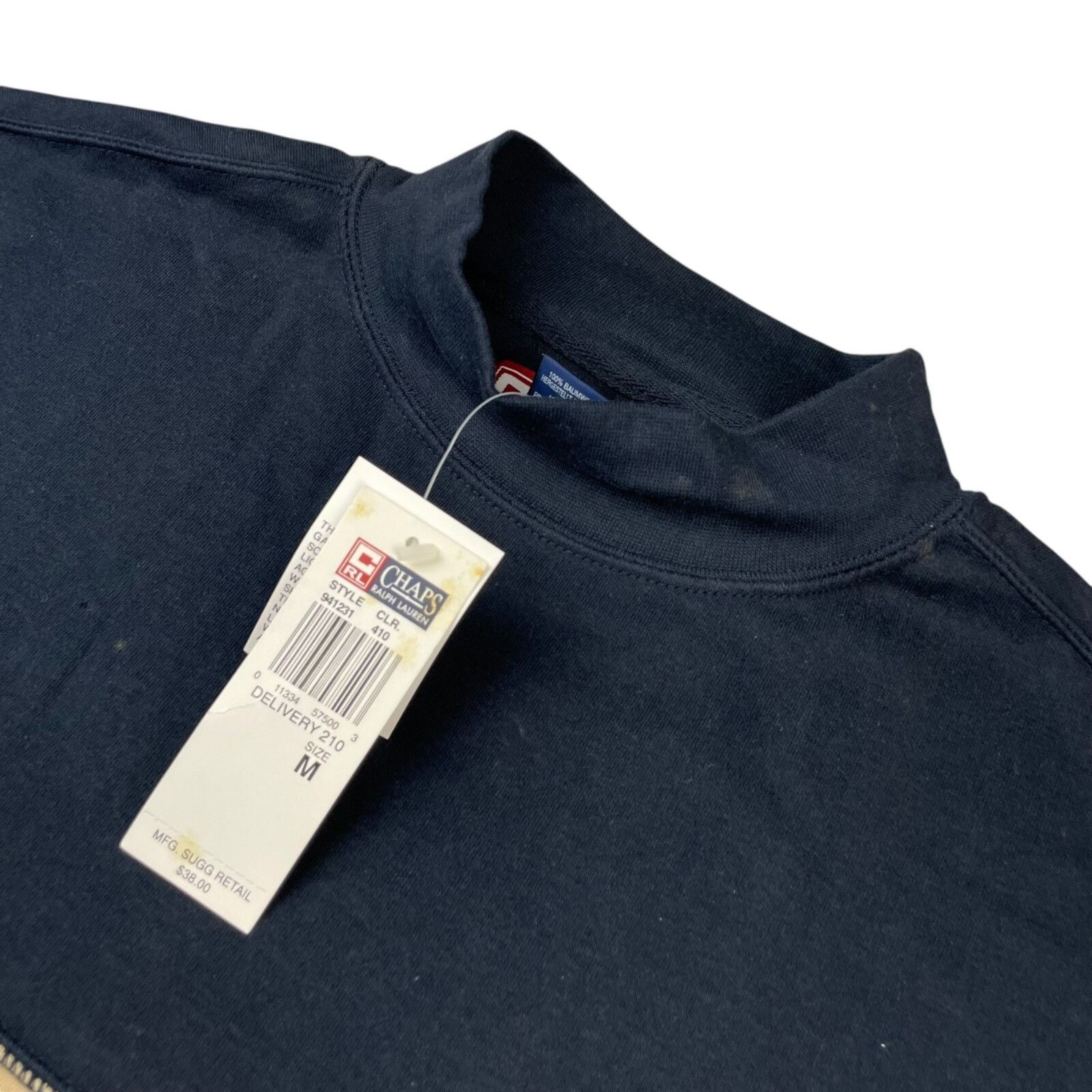 Chaps Ralph Lauren NEW Ralph Lauren Chaos Men's Y2K Mock Neck T-Shirt Navy/Beig Size US M / EU 48-50 / 2 - 2 Thumbnail