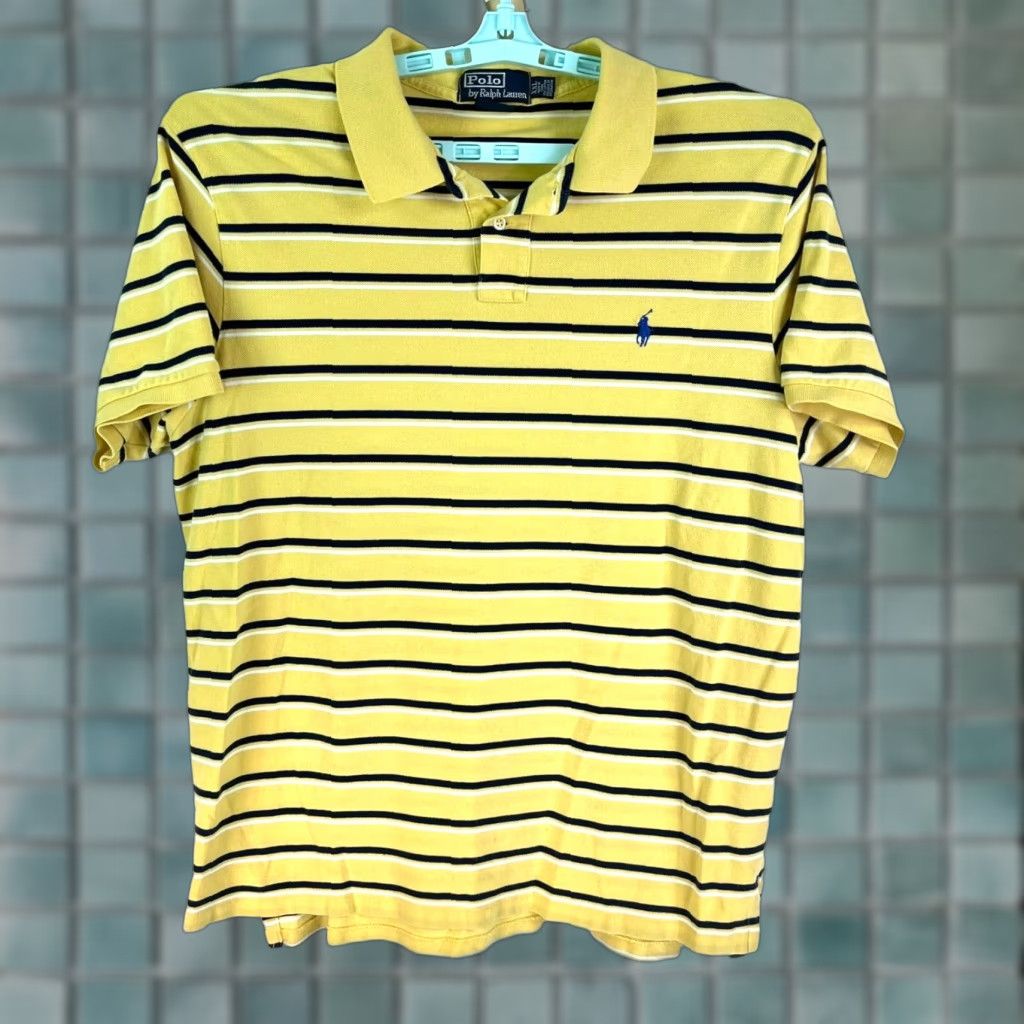 Ralph Lauren Ralph Lauren Polo Shirt Mens 2XL Short Sleeve Striped Yellow Custom Size US XXL / EU 58 / 5 - 1 Thumbnail