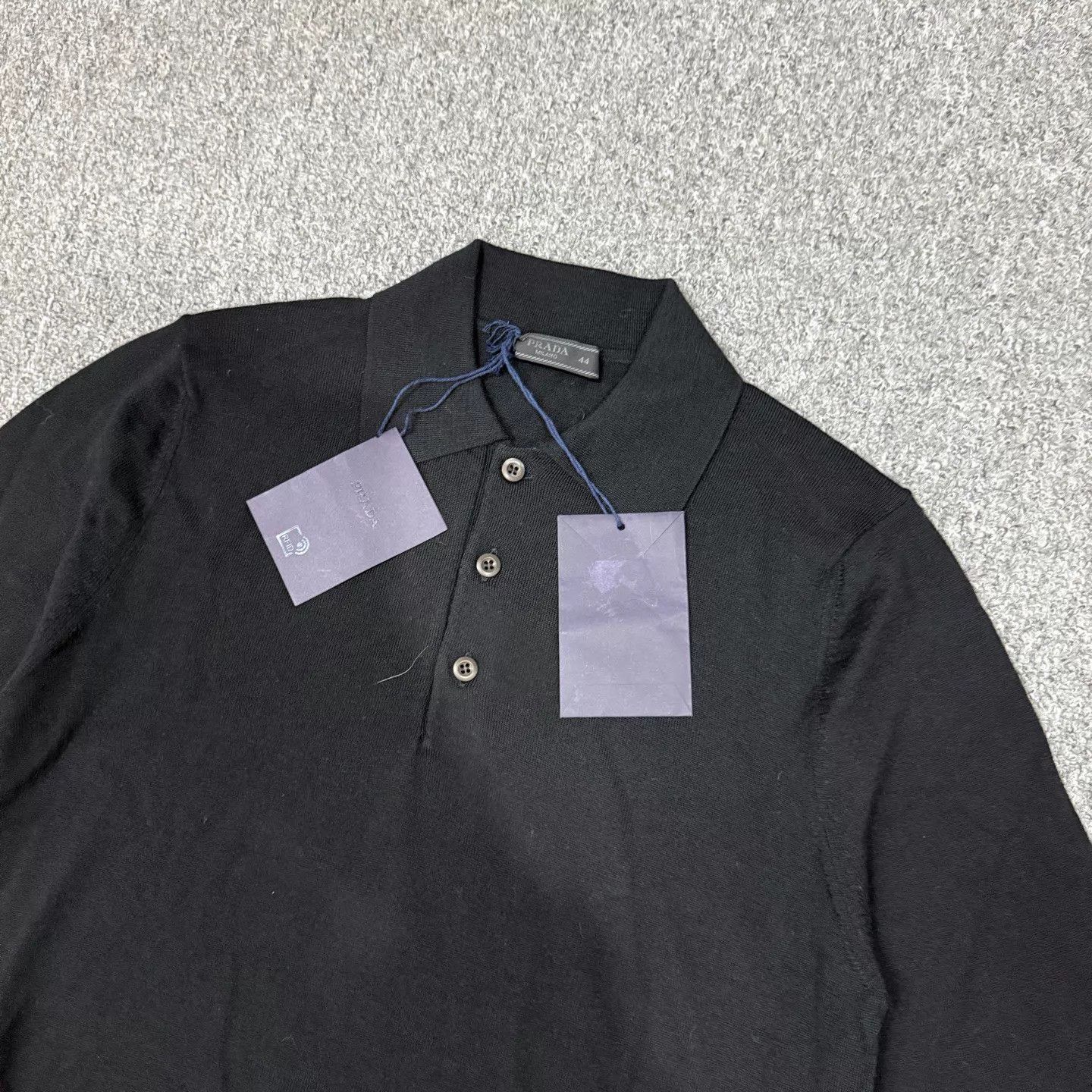 Prada Prada black long-sleeve knit Polo shirt 44 Size US S / EU 44-46 / 1 - 3 Thumbnail