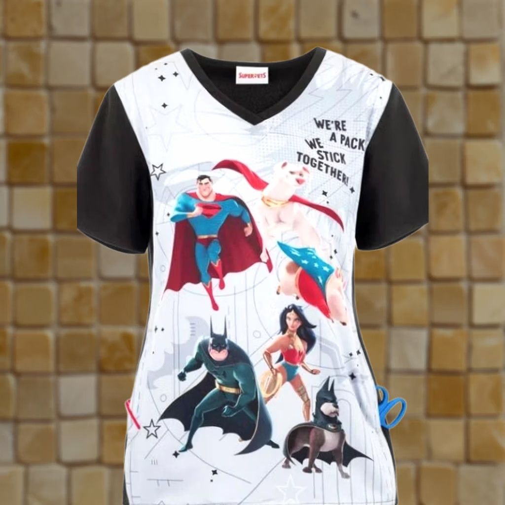 Vintage VINTAGE Tooniforms New Women's V-NECK SUPER-PETS SCRUB TOP Scrubs SIZE S Size S / US 4 / IT 40 - 1 Preview