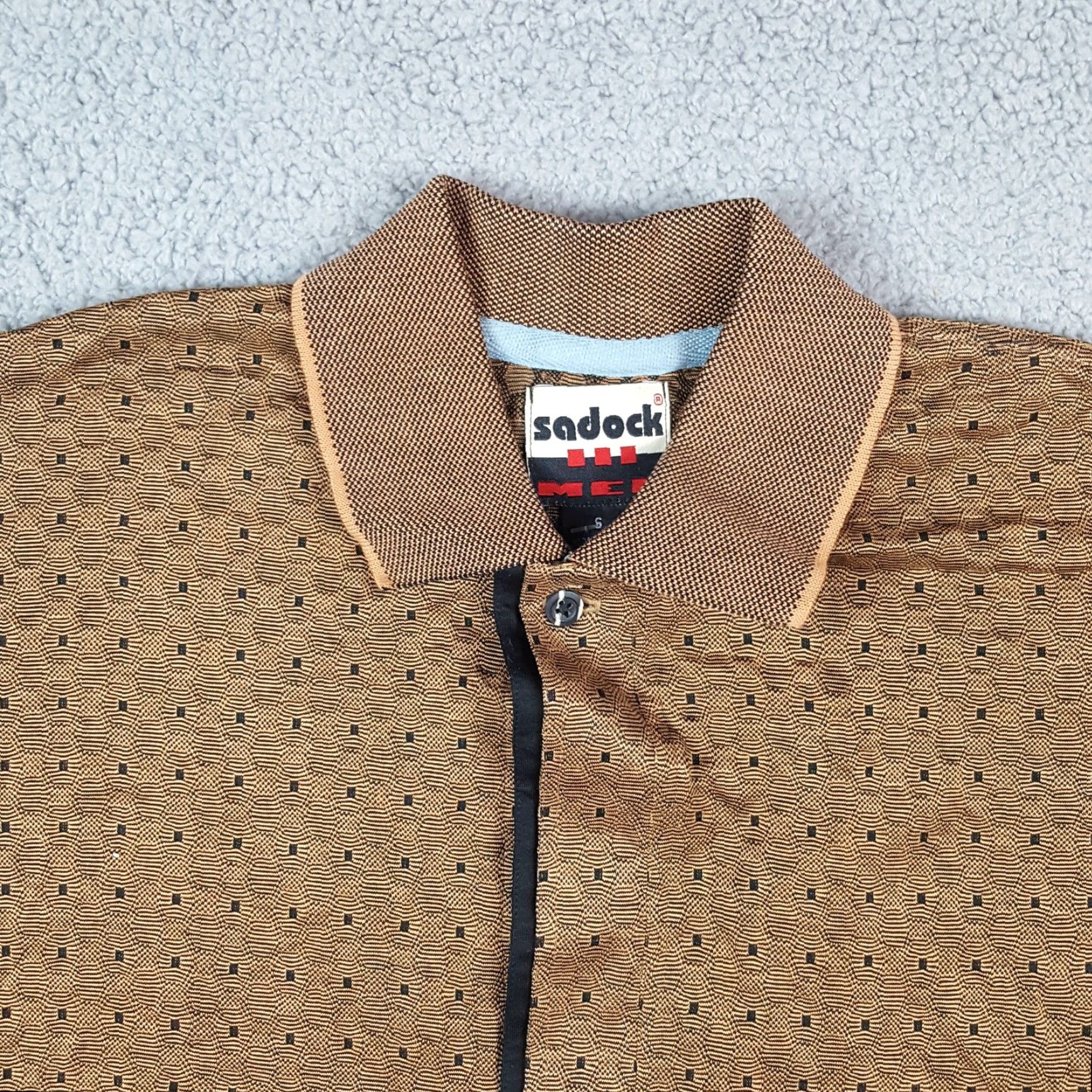 Vintage VINTAGE Sadock Polo Shirt Men S Geometric Cotton 90s Preppy Casual Summer Size 36R - 3 Thumbnail