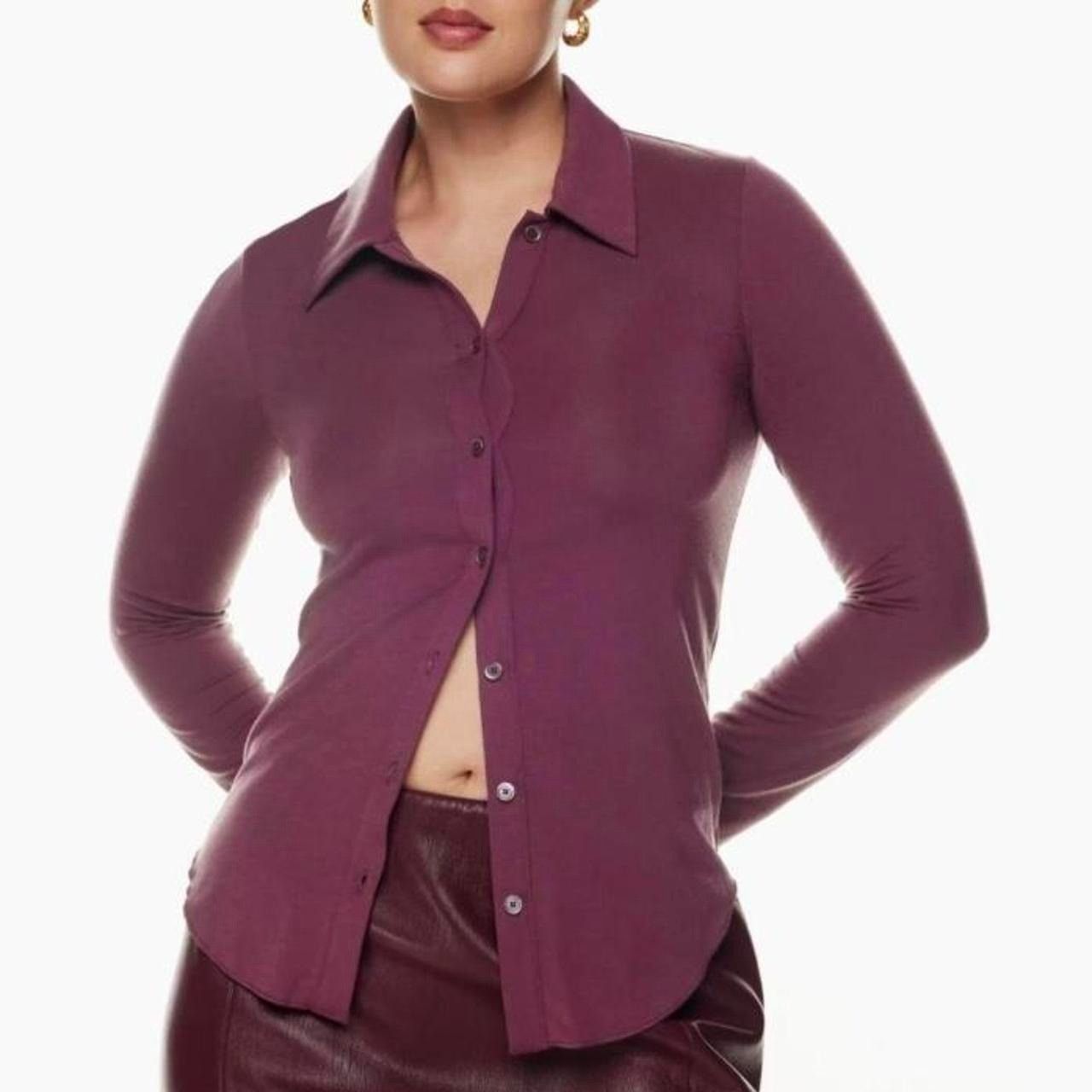 Emporio Armani VTG 90s Emporio Armani Button Front Oxblood Top | Office Sir Size L / US 10 / IT 46 - 1 Thumbnail