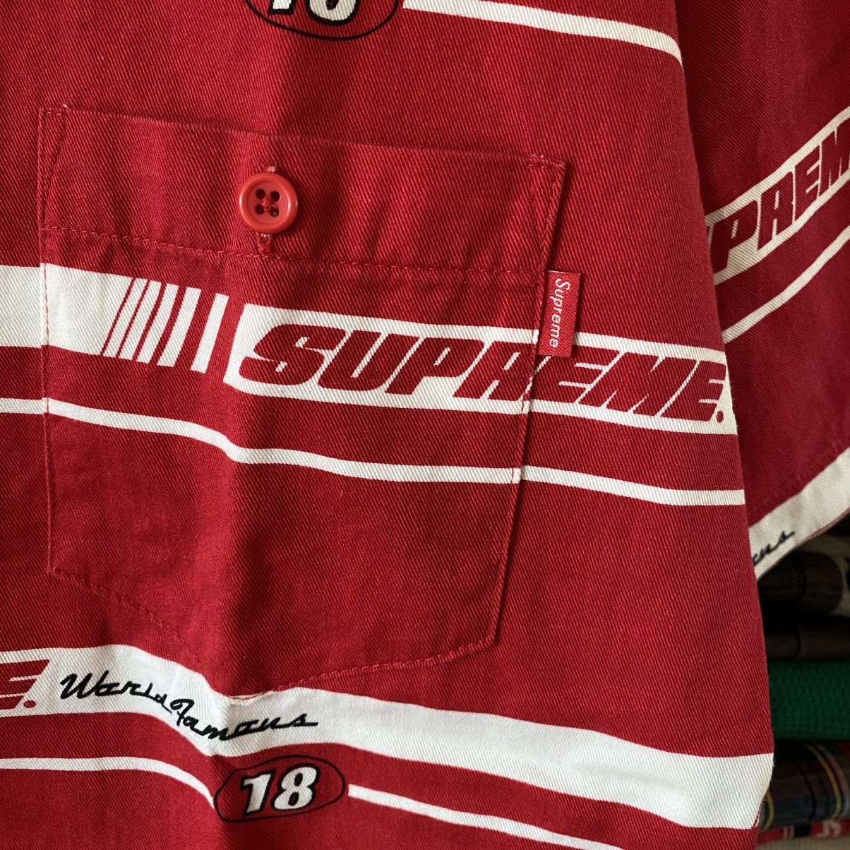 Supreme Supreme Striped Racing Work Shirt Red 2018 Designer Box Logo Size US L / EU 52-54 / 3 - 3 Thumbnail
