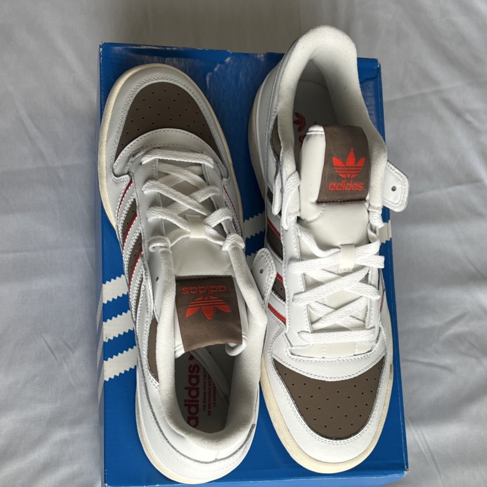 Adidas adidas IG9310 White Brown Red Leather Low Top Men's Lace Up Size US 12 / EU 45 - 2 Thumbnail