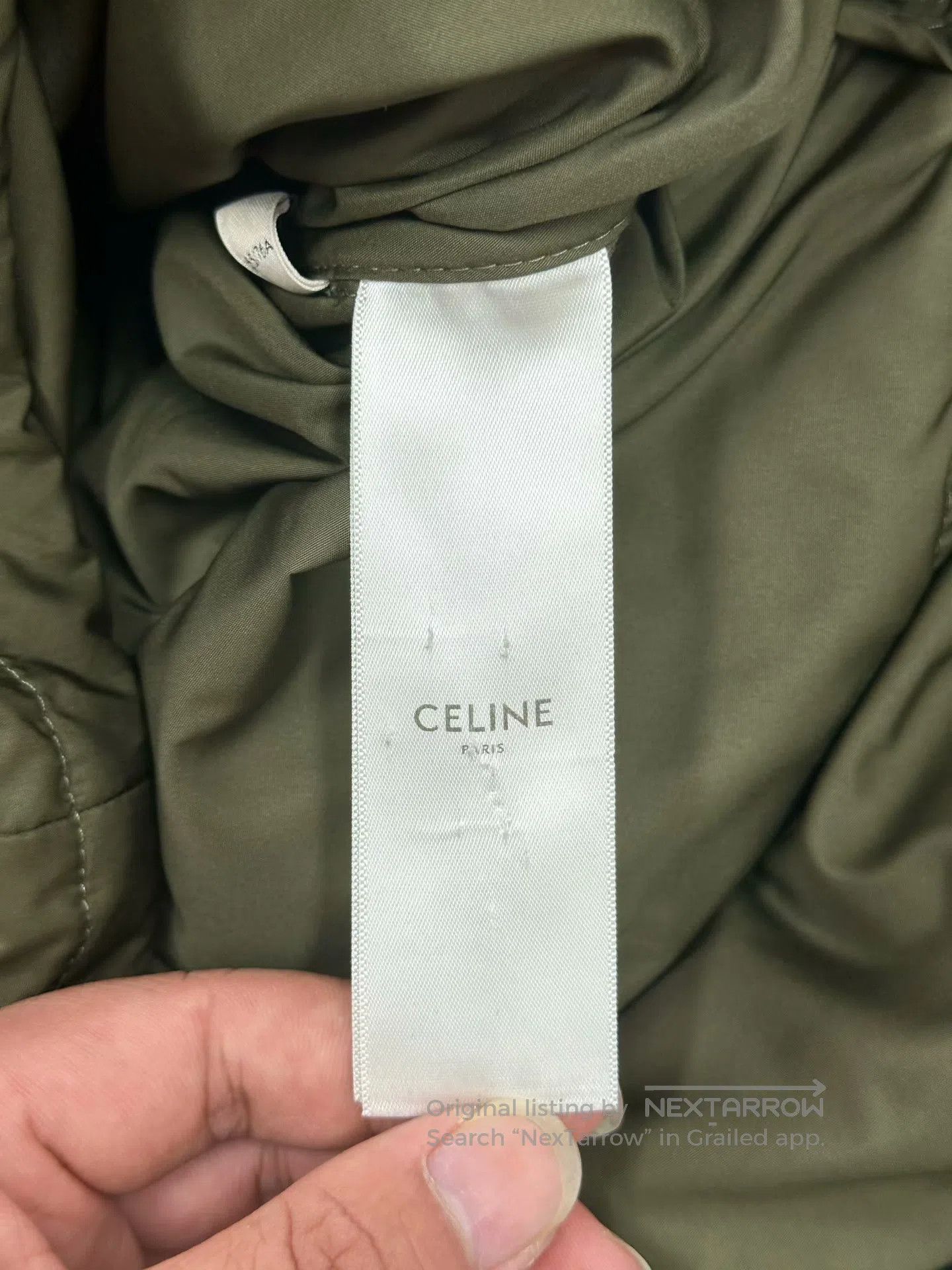 Celine CELINE Green Gold Buckle Embroidered Logo Down Jacket| Size XXS / US 00 / IT 34 - 4 Thumbnail