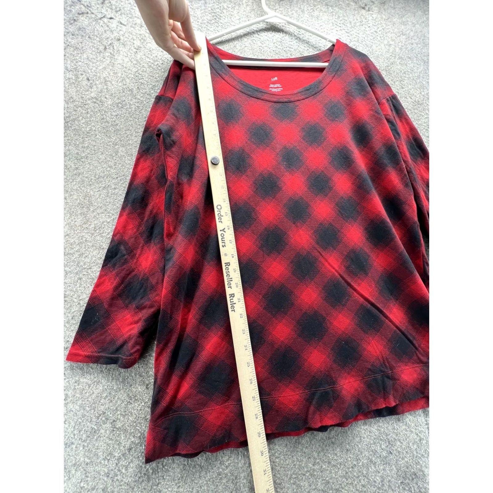 J. Jill J. Jill Shirt Womens M Red Plaid Scoop Neck 3/4 Sleeve Tunic Top Size M / US 6-8 / IT 42-44 - 2 Thumbnail
