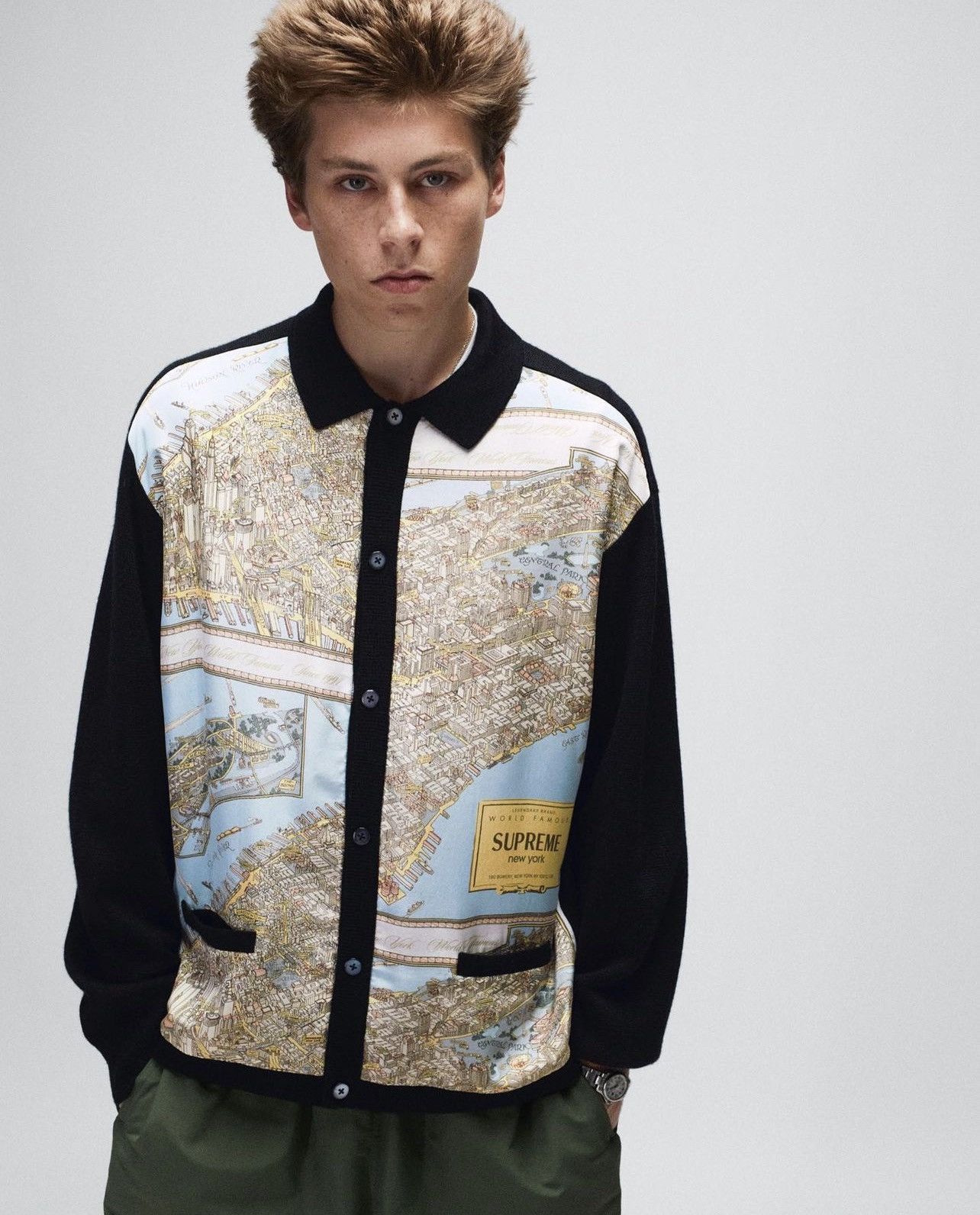 Supreme silk map cardigan