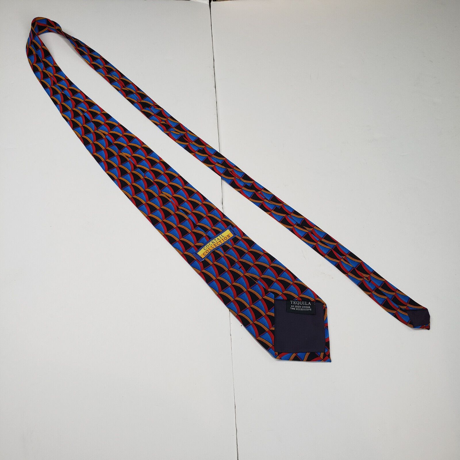 Vintage Cocktail Collection Tequila Mens Silk Necktie Red Geometric Size ONE SIZE - 7 Thumbnail