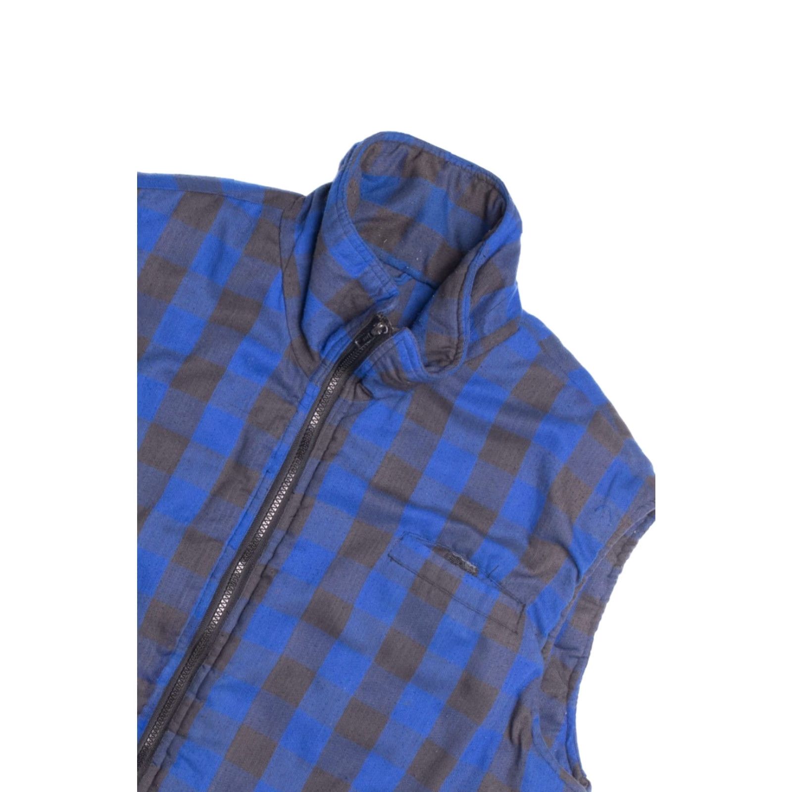 X-LARGE VINTAGE Branded Lion Flannel Vest Blue Checkered X-Large Zipper Front Adult XL Size US XL / EU 56 / 4 - 2 Thumbnail