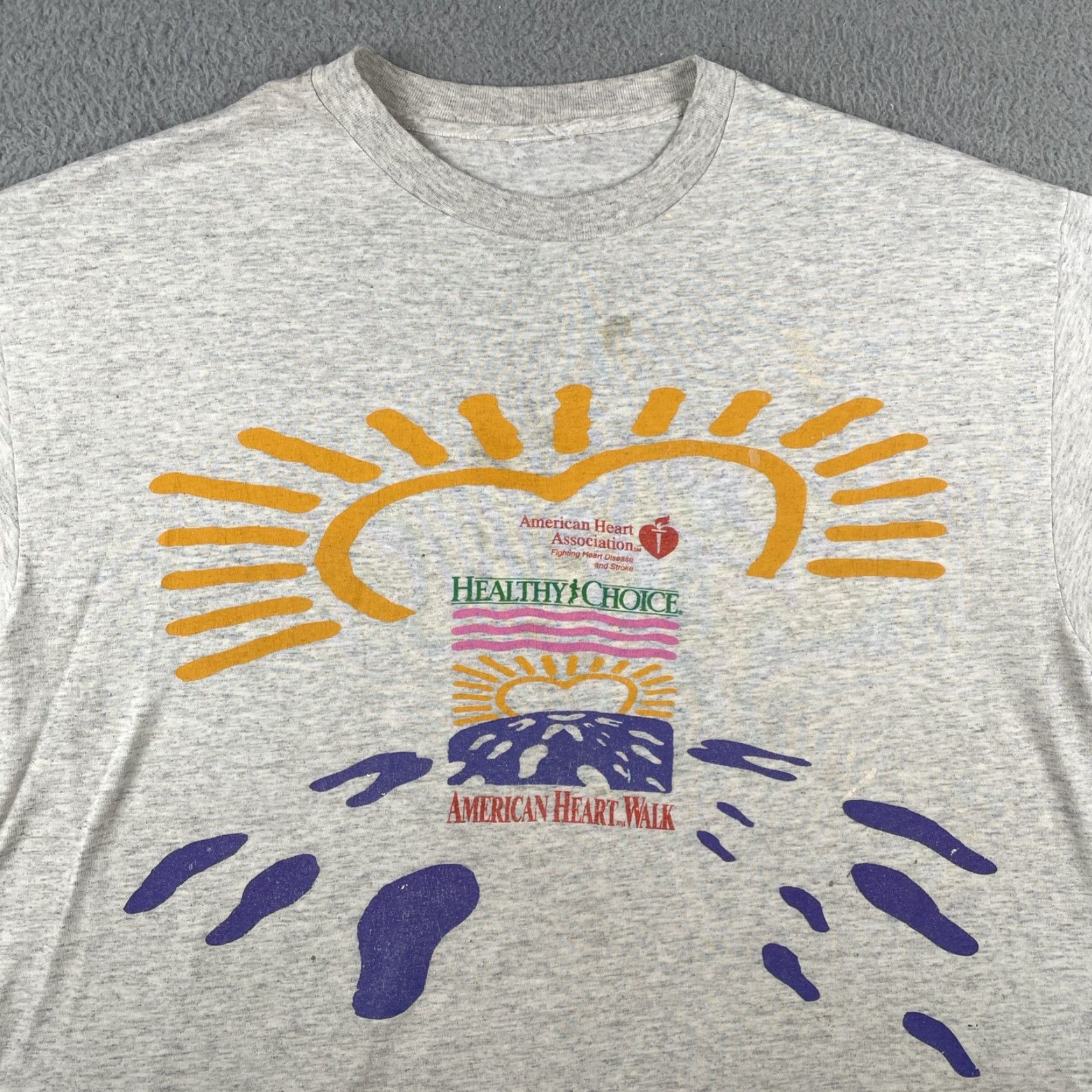 Vintage VINTAGE American Heart Association Heart Walk Shirt XL Gray Men T-Shirt Crew Neck 90s Y2k Event Runner Athletic Heart Size US XL / EU 56 / 4 - 2 Thumbnail