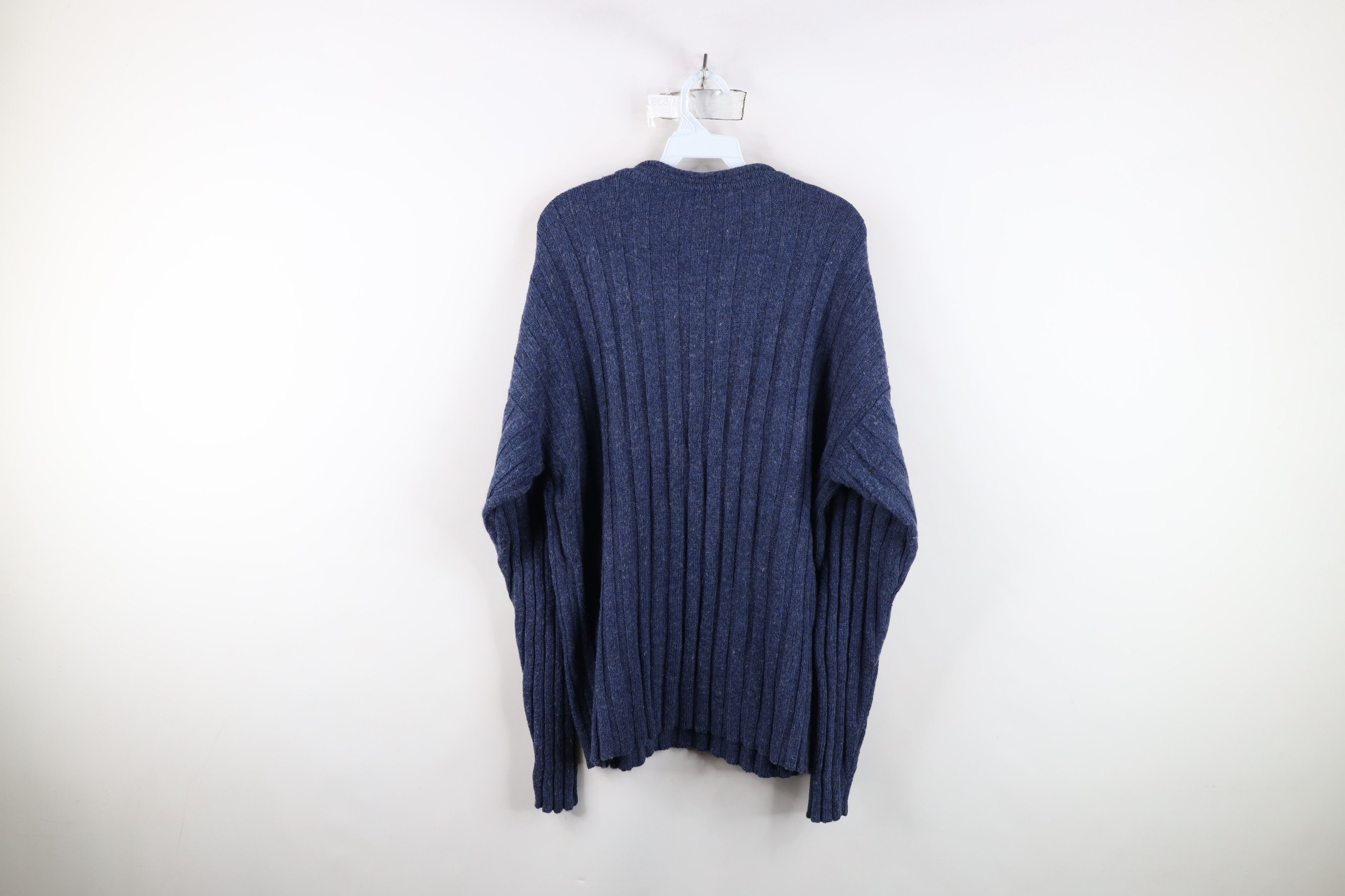 Vintage Vintage 90s Streetwear Marled Ribbed Knit Henley Sweater Size US L / EU 52-54 / 3 - 7 Thumbnail