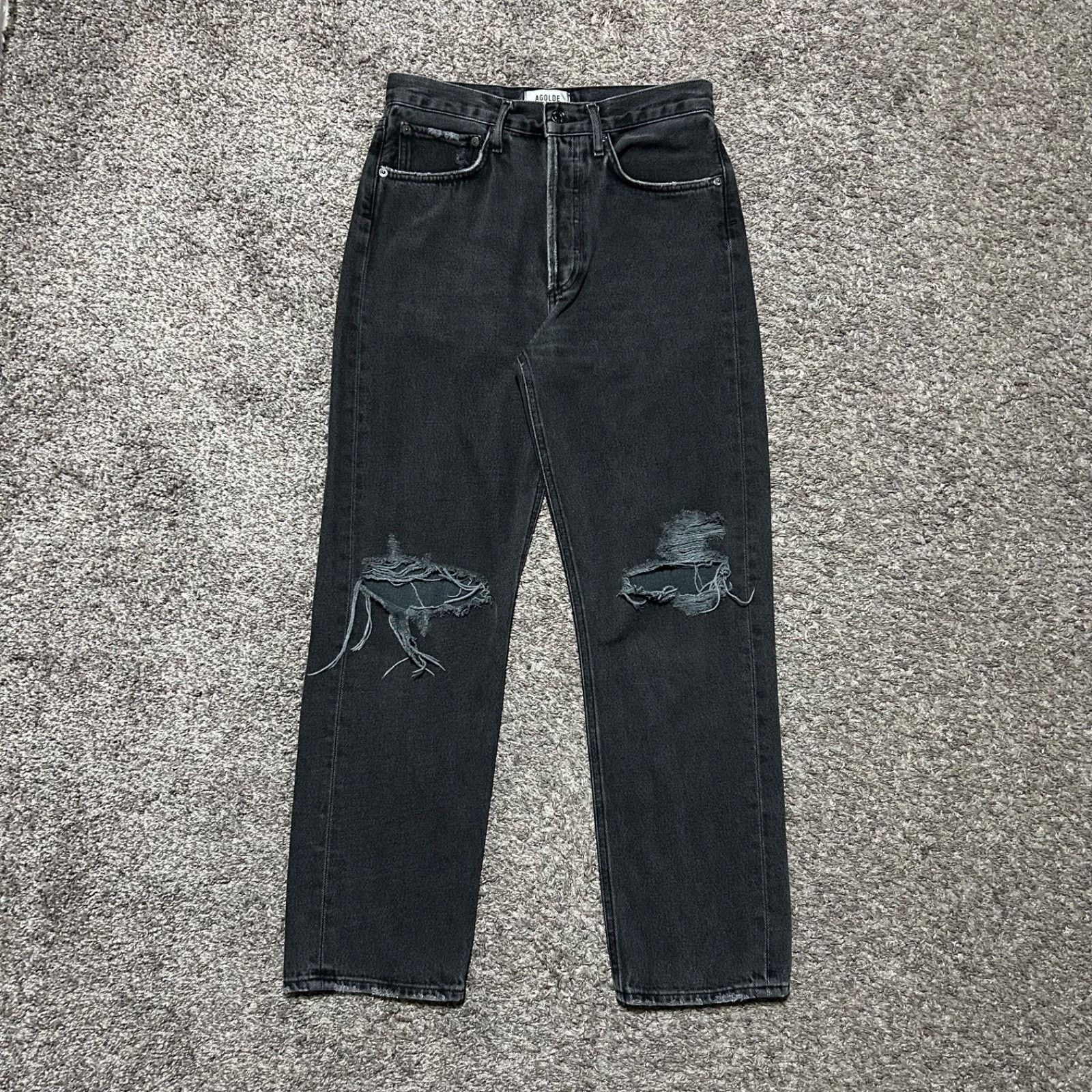 Agolde Agolde 90s Thrashed Jeans 90s Mid Rise Loose Smokestack Size 28" / US 6 / IT 42 - 14 Thumbnail