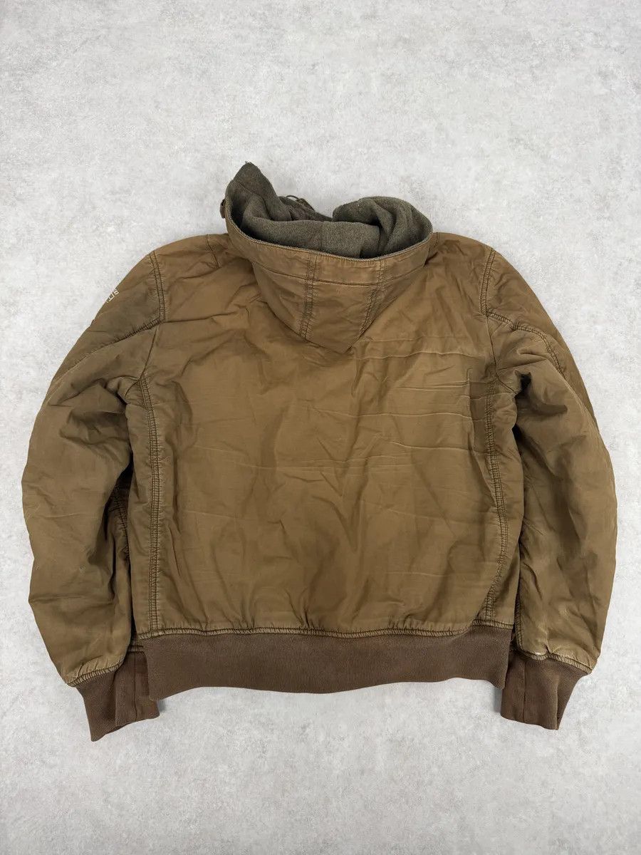 2000s Stone Island Brown Hooded Utility Bomber Jacket