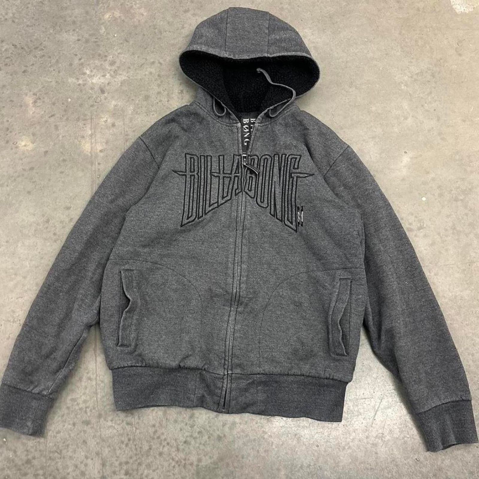 Billabong Vintage Billabong y2K Spellout Grey Zip Up Hoodie Size XL Size US XL / EU 56 / 4 - 2 Thumbnail