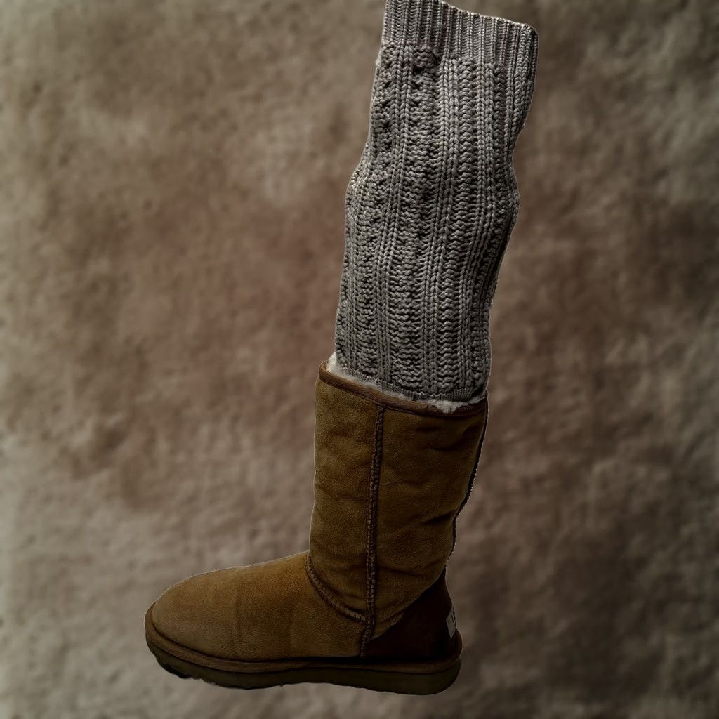 Ugg UGG Australia Women Tularosa Route Detachable Knit Collar Boots Chestnut Brown Size 7 Suede Sheepskin Lined Mid-Calf Boots Size US 7 / IT 37 - 1 Thumbnail