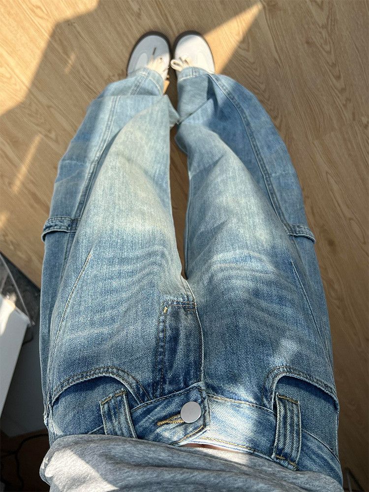 Japanese Brand Men's high waist street light blue scimitar jeans Size US 32 / EU 48 - 5 Thumbnail