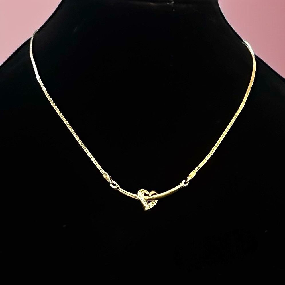 Other Gold tone open heart rhinestone heart necklace Size ONE SIZE - 1 Thumbnail