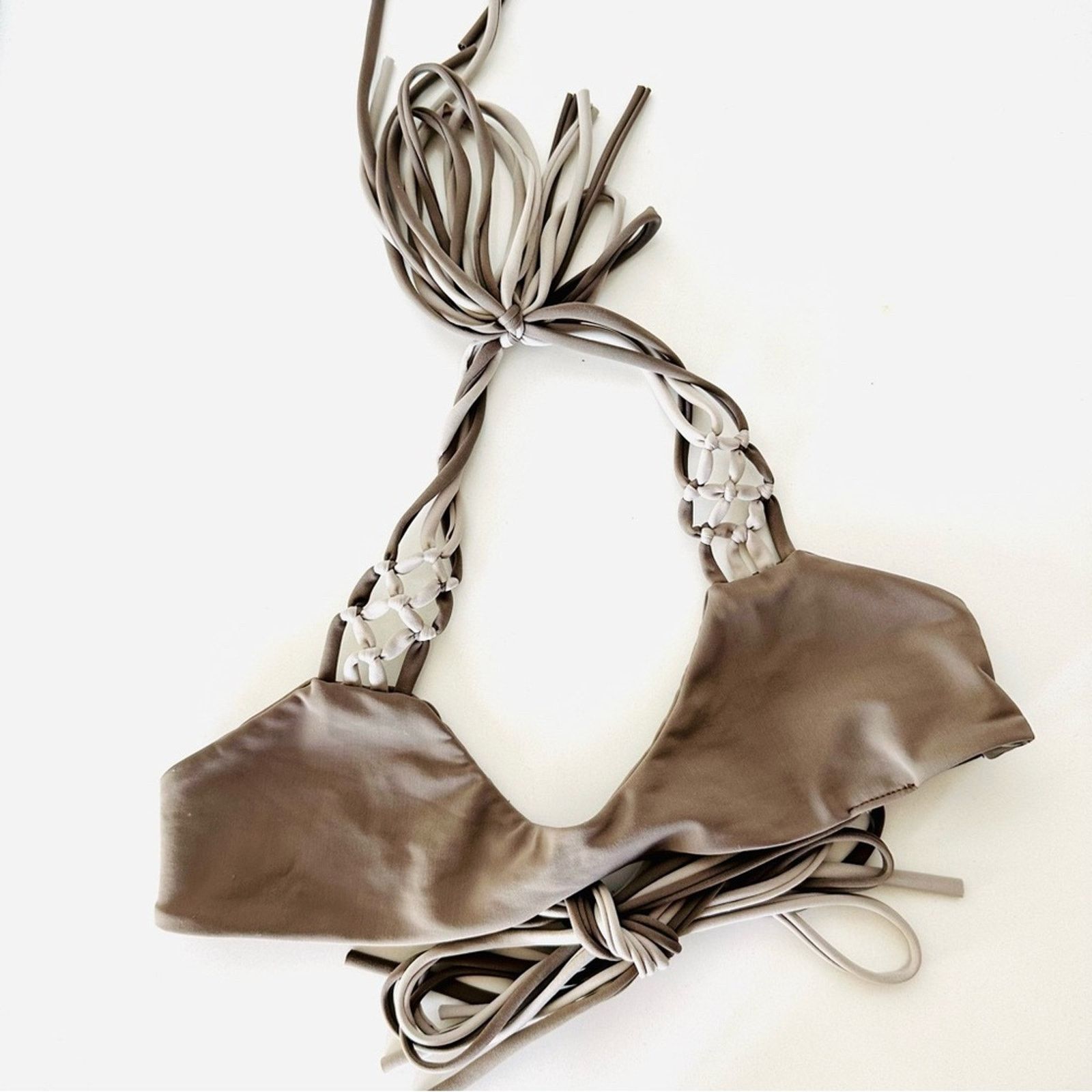 Anthropologie ANTHROPOLOGIE SIEMPRE GOLDEN Beige Cream Halter Bikini Top Size ONE SIZE - 1 Thumbnail