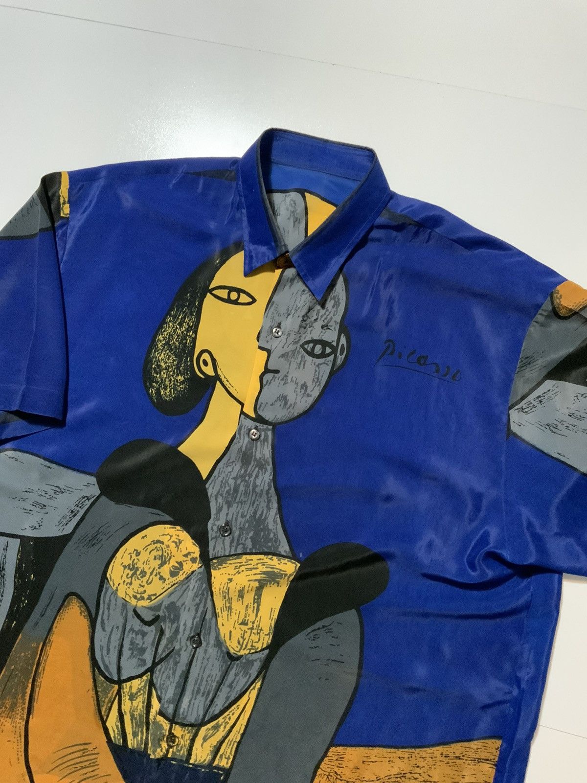 Vintage Vintage 80s 90s Picasso Art Cubism Sheer Joined Hands Shirt Size US L / EU 52-54 / 3 - 3 Thumbnail