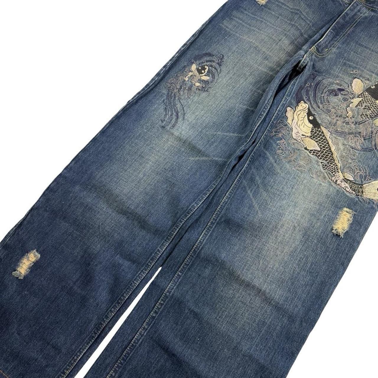 Karakuri Tamashii Karakuri Tamashii Embroidered Koi Japanese Jeans - Waist 35 Size US 35 - 2 Thumbnail
