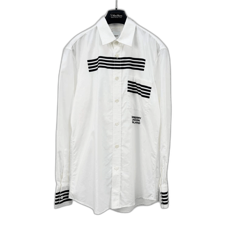 Burberry Burberry Embroidered Striped Long Sleeve Shirt Size US M / EU 48-50 / 2 - 1 Thumbnail