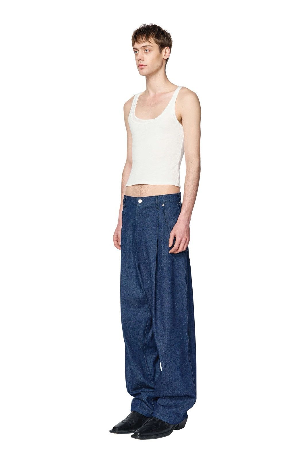 Other LABELESS Blue Glittery Tucked Denim Trousers Baggy Size 3 Size US 34 / EU 50 - 8 Thumbnail