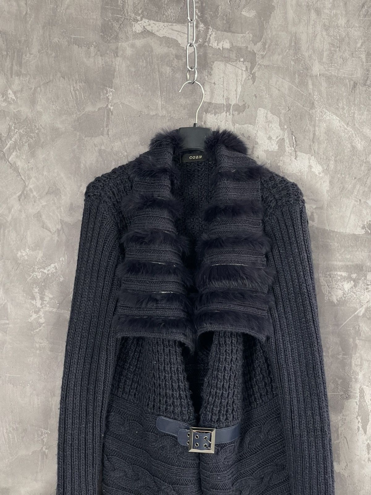 If Six Was Nine × Jean Paul Gaultier × Le Grande Bleu (L.G.B.) Faux Fur LGB Sweater Crazy Opium Punk Design Y2K ITALY Size M / US 6-8 / IT 42-44 - 2 Thumbnail