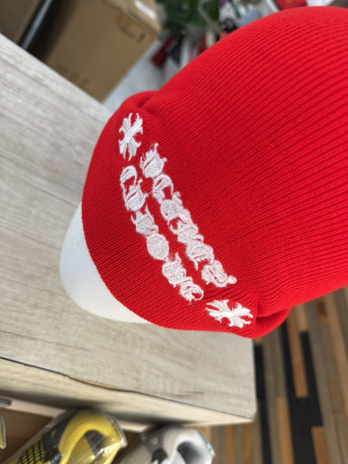Chrome Hearts Chrome Hearts Logo Red Beanie Size ONE SIZE - 4 Thumbnail