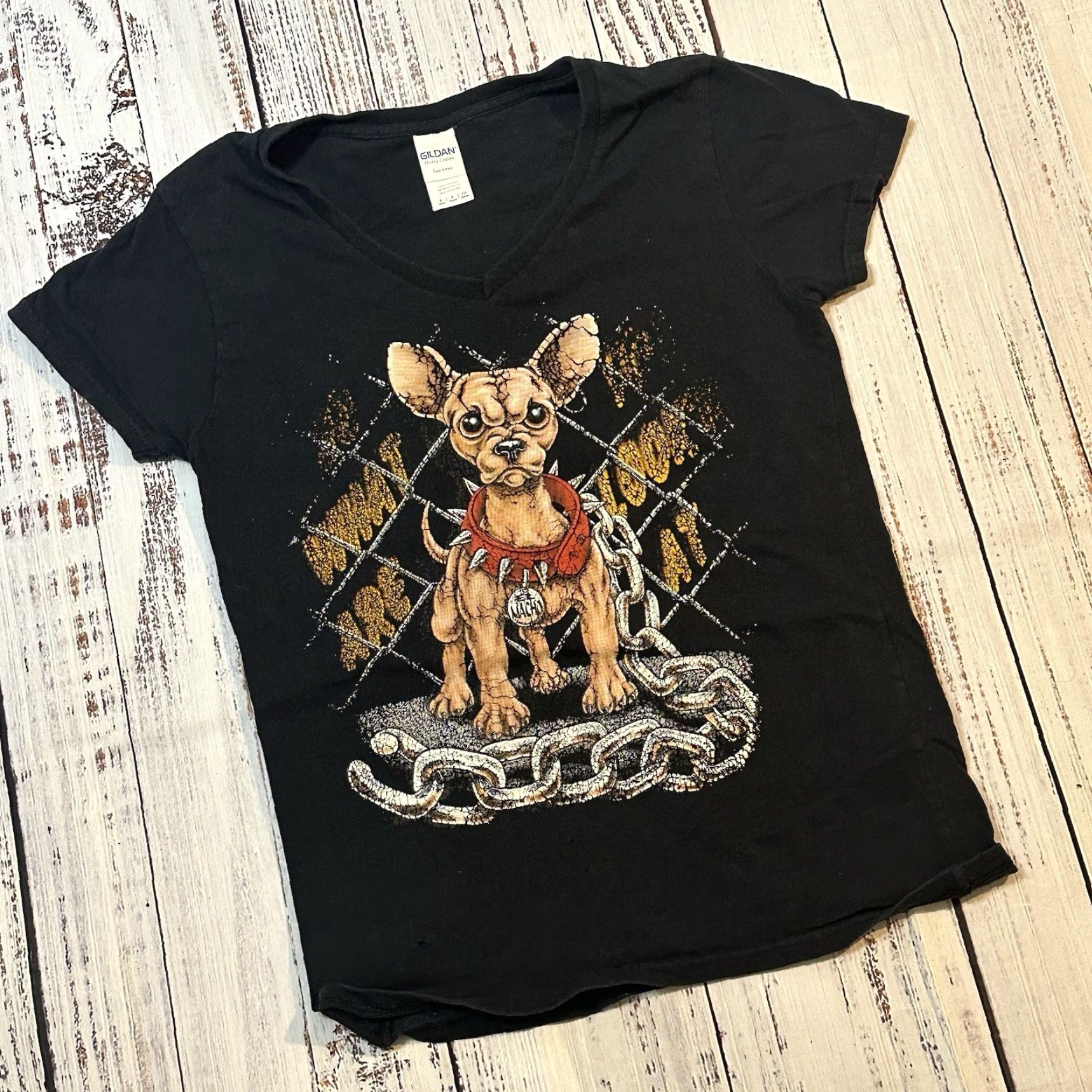 Gildan Gildan T-Shirt Woman Small Multicolor Graphic Print Top Dawg Chihuahua Bulldog Tee Shirt Round Neck Short Sleeve 100% Cotton Regular Womens Size S / US 4 / IT 40 - 2 Thumbnail