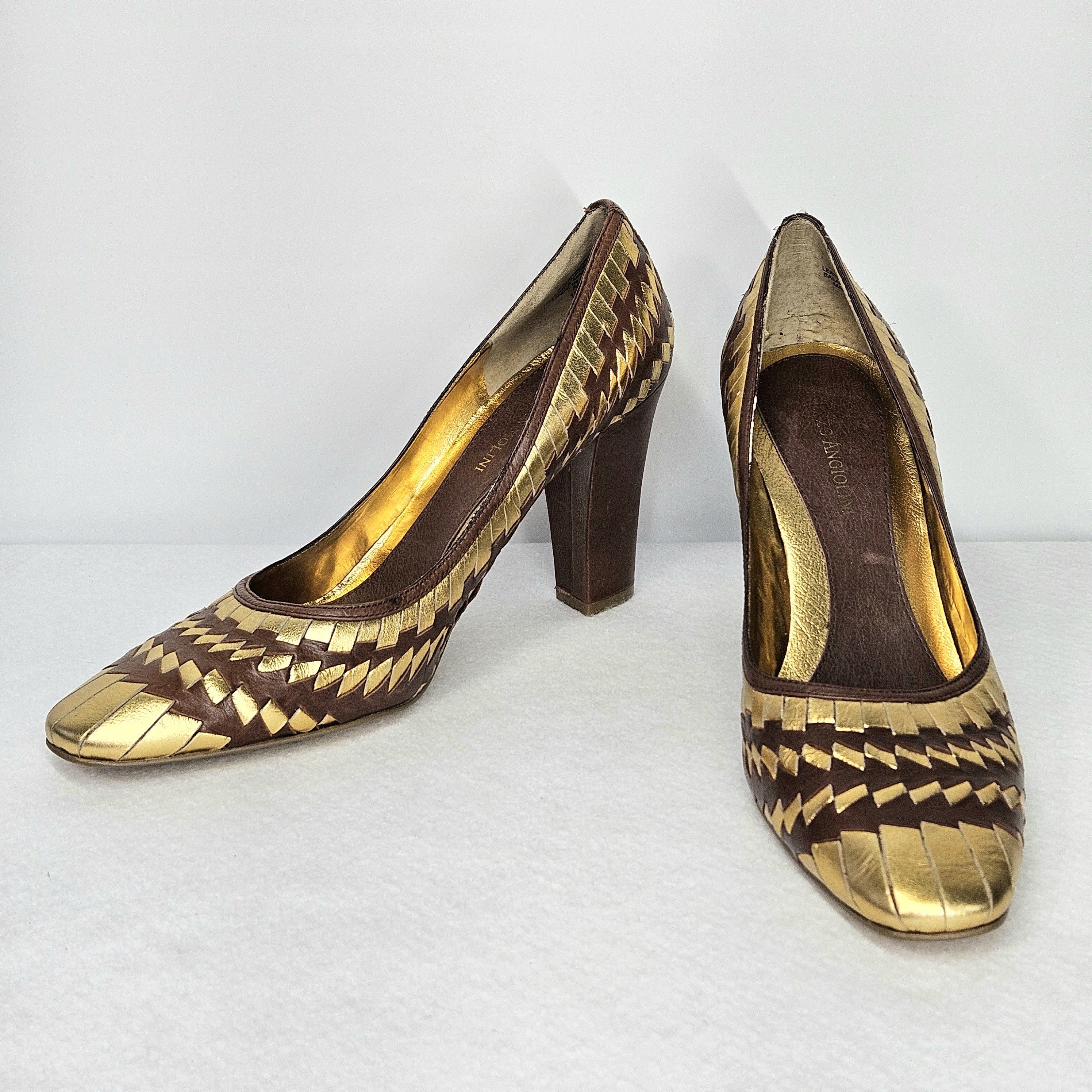 Other Enzo Angiolini Size 10 NEW Pumps Woven Gold Brown Leather Size US 10 / IT 40 - 1 Thumbnail