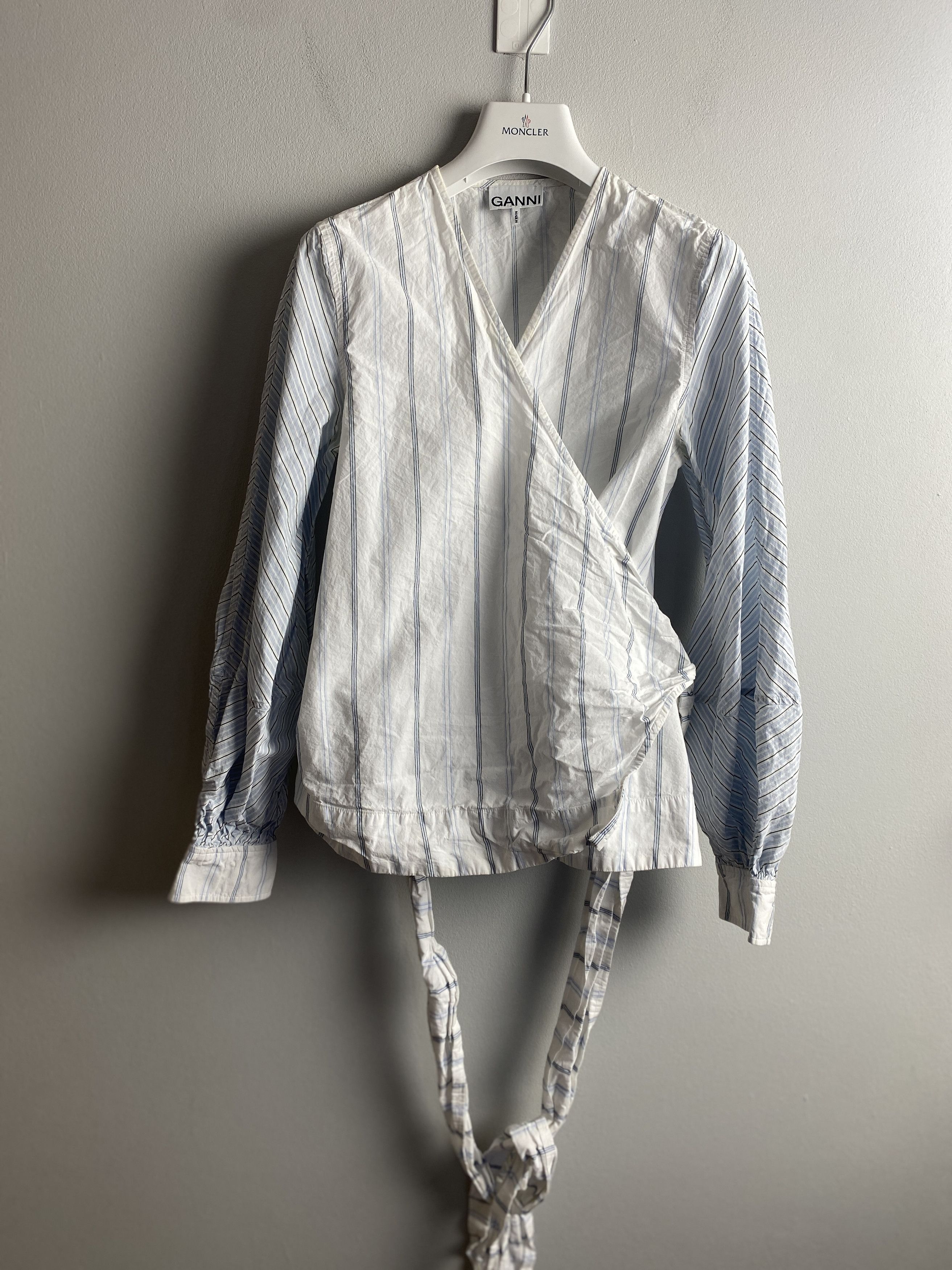 Ganni Ganni striped wrap blouse shirt v neck Size XS / US 0-2 / IT 36-38 - 3 Thumbnail