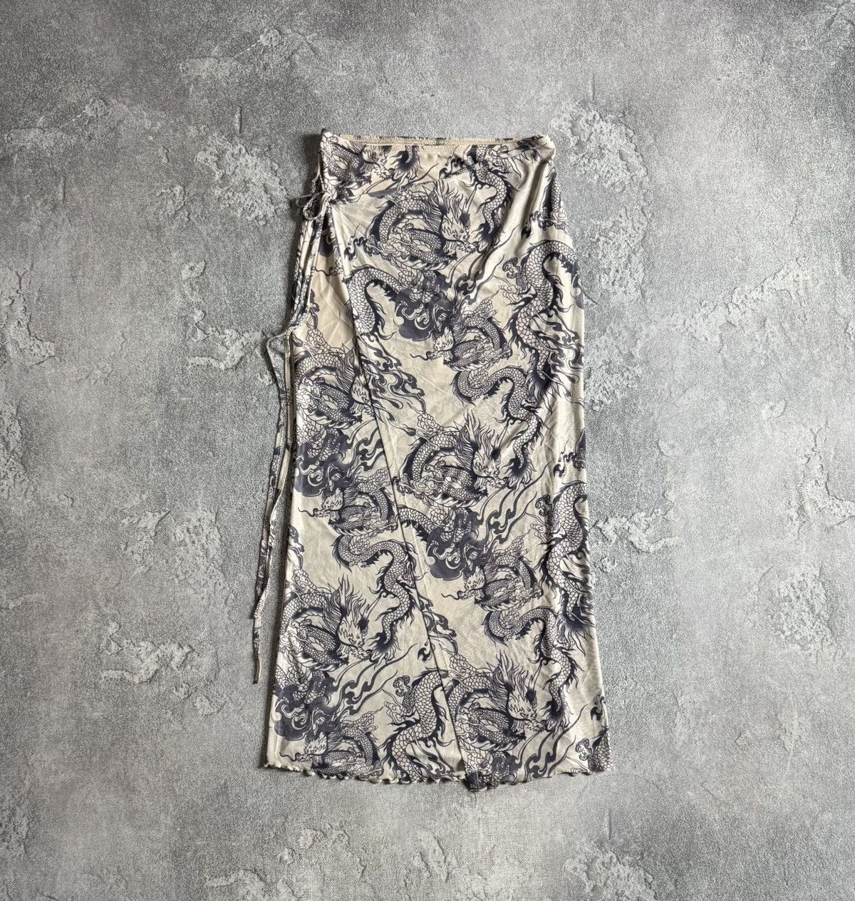 Japanese Brand Y2K Avantgarde long skirt all printed dragon 🐉 mesh Size 26" / US 2 / IT 38 - 5 Thumbnail