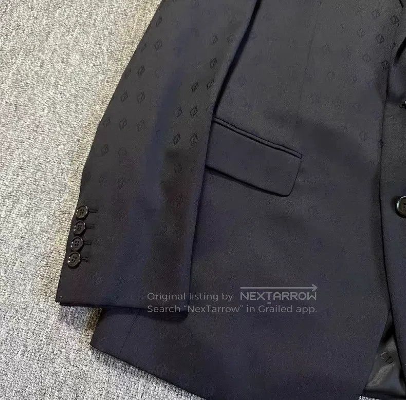 Dior Dior Dark Pattern Full Logo Wool Suit Jacket Size US L / EU 52-54 / 3 - 2 Thumbnail